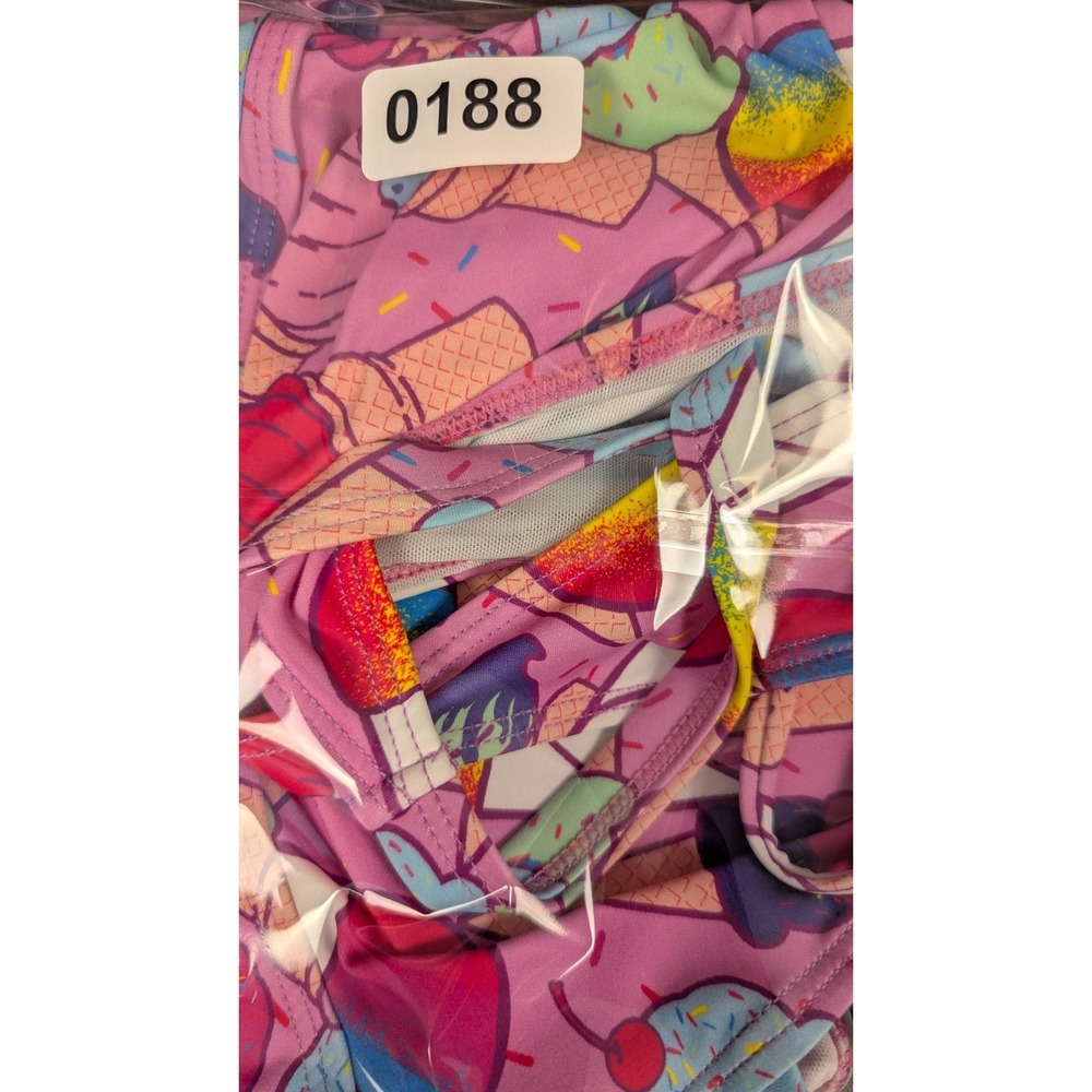 Torrid Women's Wireless High Neck Lattice Bikini Top Pink Ice Cream Cone Size 6 - Picture 11 of 11